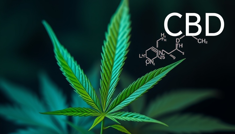 Cannabis leaf with CBD overlay for cannabidiol and alcohol use disorder