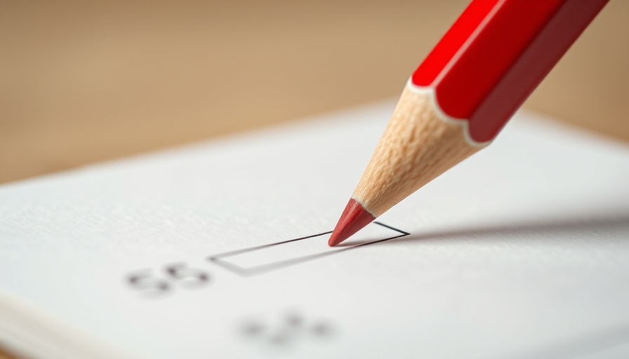 Close-up of red pencil marking ballot for upcoming elections in the Netherlands.
