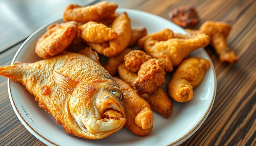 Fried fish vs chicken on plates, kibbeling vs kippeling.