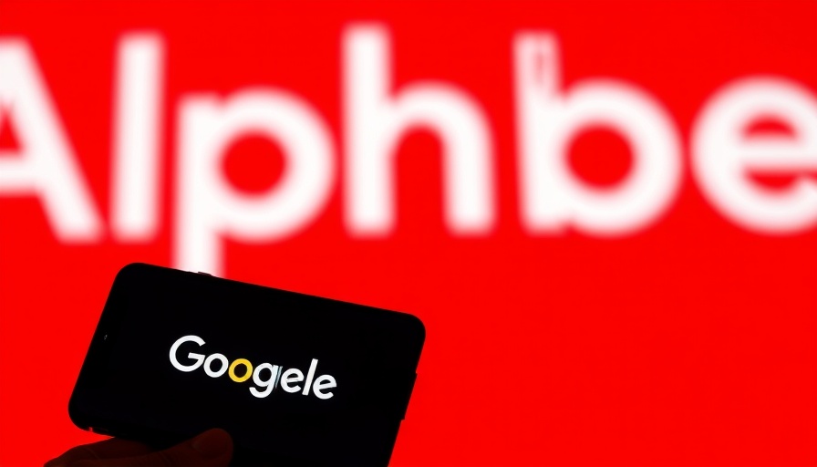 Alphabet and Google branding with smartphone logo, showcasing market prominence.