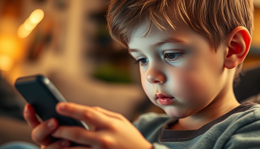 Child intensely using smartphone, highlighting smartphone addiction.
