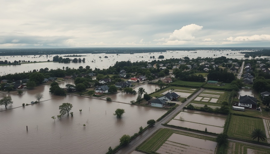 Flooded European village illustrating climate impact in 2025.