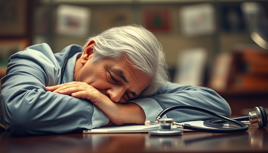 Weary physician with stethoscope highlighting mental health
