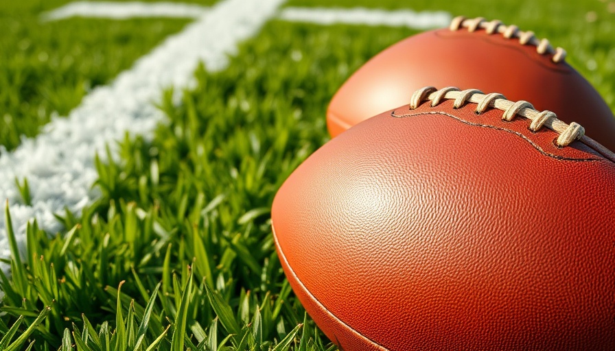 NFL and College Football games airing this week; two leather footballs on a field.