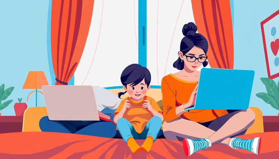 Illustration of family protecting kids from online threats.