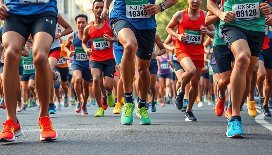 Is marathon running healthy? Runners at start line of a race.