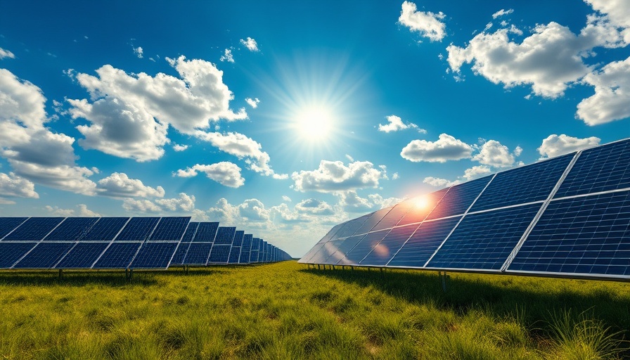 Expansive solar energy storage solutions on a sunny day with clouds.