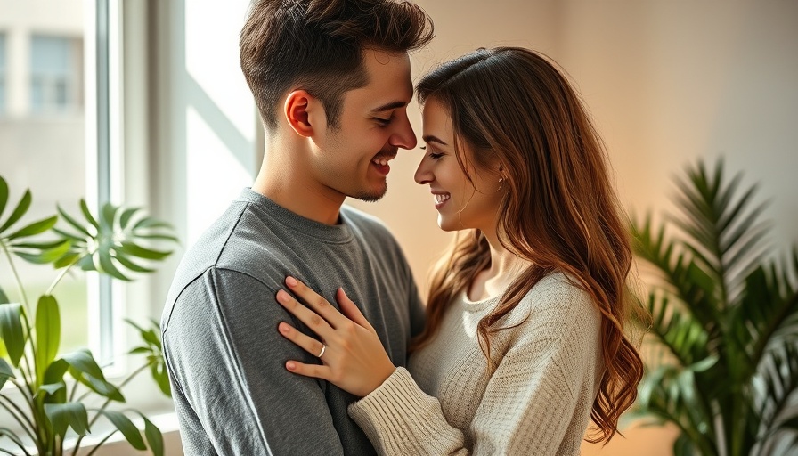 Young couple's tender moment highlights importance of connection for mental health.