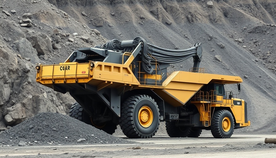 Industrial mining machinery extracting coal in open-pit mine.