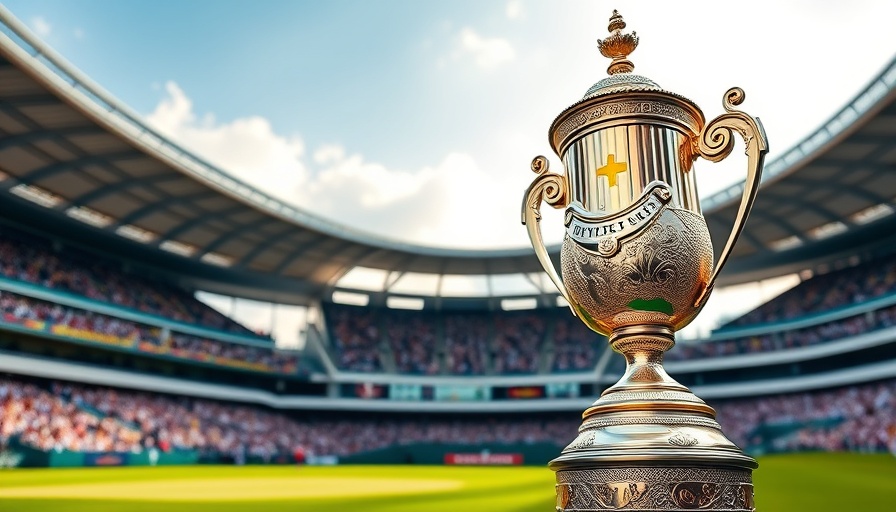 2025 Ryder Cup predictions: Trophy at a stadium, showcasing prestige.