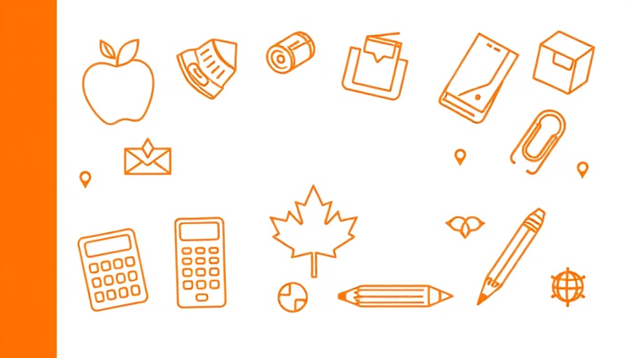 Canadian education news illustration with school symbols.