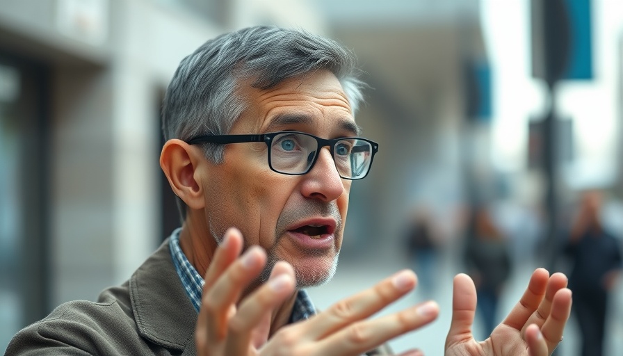 Middle-aged man with glasses discussing work-life balance.