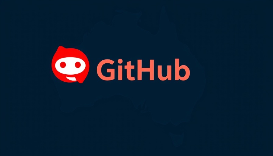 Red GitHub logo on Australia map silhouette, graphic design.