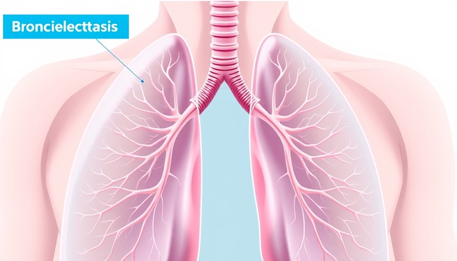Detailed medical illustration of bronchiectasis showing dilated bronchi.