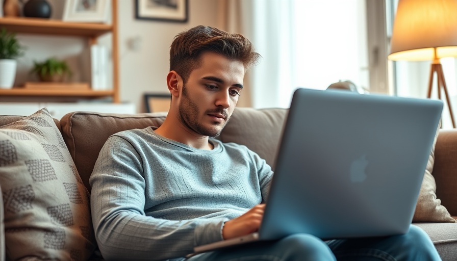 Young man engaged in remote work accountability from home.