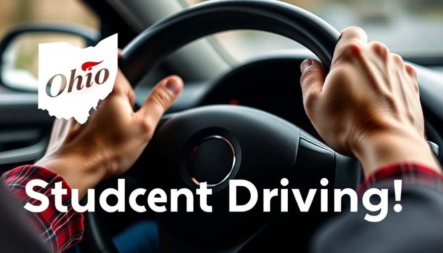 RoadReady Ohio app for teen drivers promotional image with steering wheel.