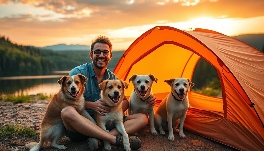 Cheerful man and pets enjoying by the lake with Akasa service.