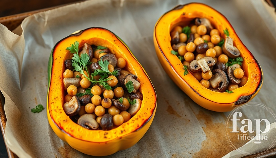 Autumn vegetables recipes: Roasted stuffed squash with chickpeas.