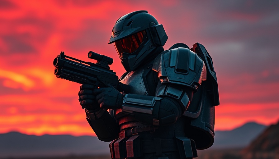 Armored soldier in vibrant sky, Amazon Prime Gaming free games October.