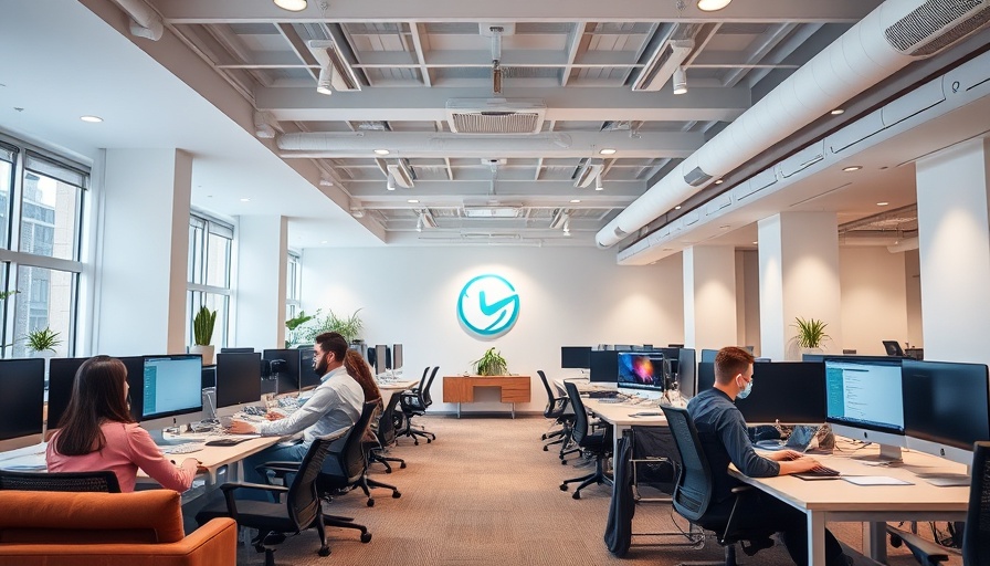 People in a modern office focusing on work for community mental health support.