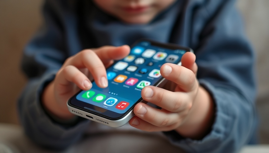 Child holding smartphone showing apps, focus on kids' screen time reduction.