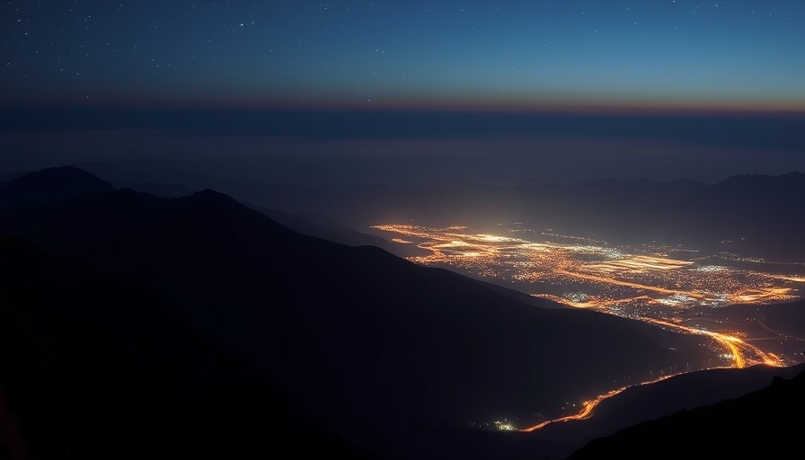 Understanding Light Pollution: Mountain landscape with light pollution at night.