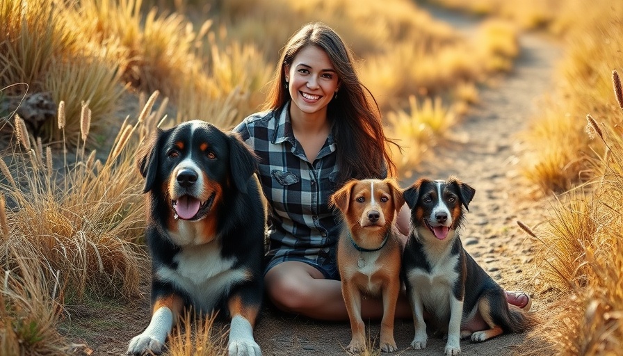 Eco-friendly holistic veterinary care - woman with dogs outdoors.