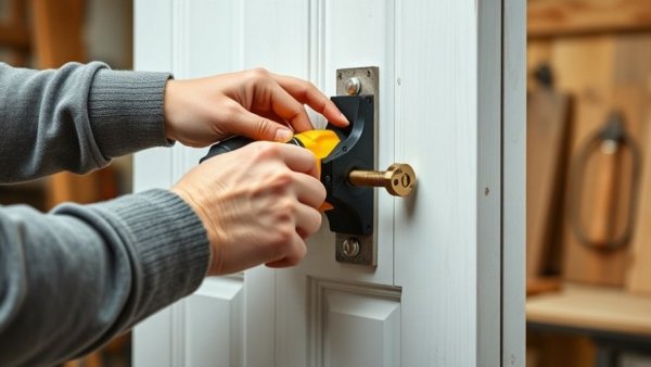 Rochester homeowners using Dewalt door handle boring jig on door