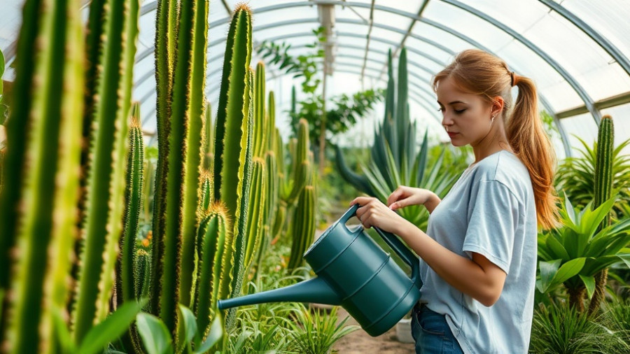 Woman in greenhouse practicing micro-gardening for urban privacy and soundproofing.