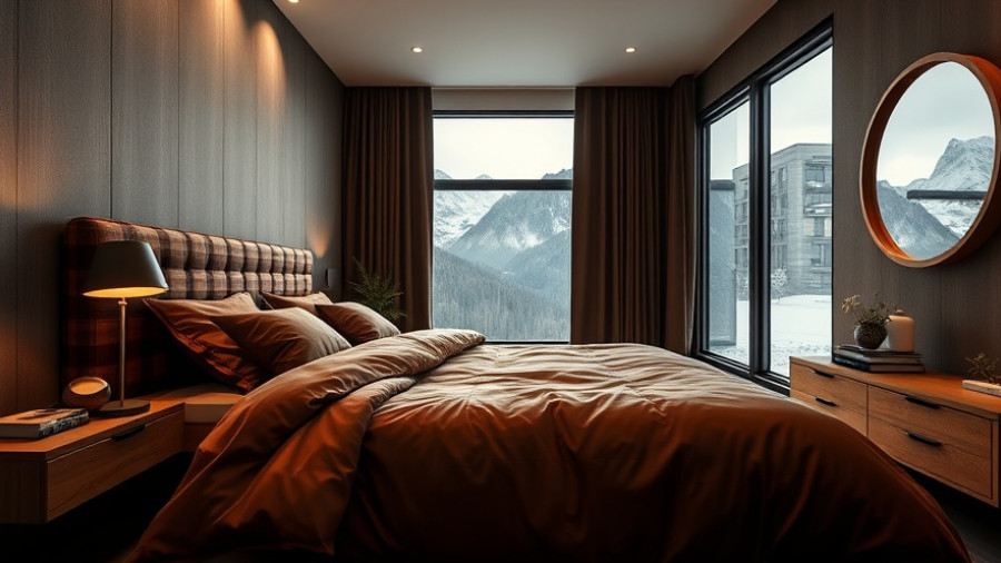 Modern bedroom design to improve sleep, featuring cozy elements.