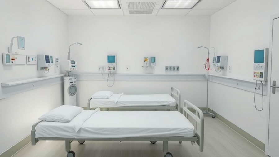 Medical facility room with empty beds and equipment related to small business loans for medical practices.