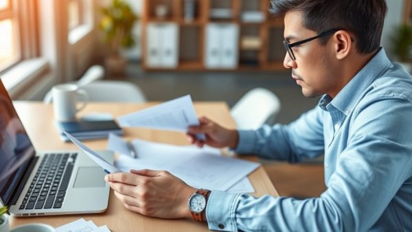 Person analyzing financial documents at a desk for business line of credit pros and cons.
