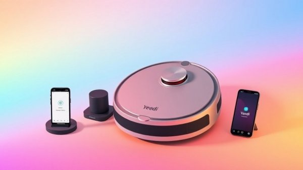 Yeedi S16 Robot Vacuum with dock and app showcased on gradient background.