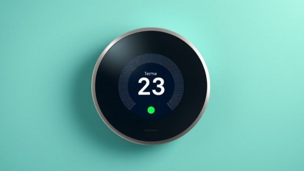 Google Nest Thermostat displaying 70 degrees with gradient background.