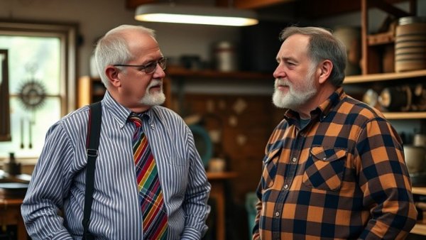 Two men in workshop, 90s style, Richard Karn weight loss context.