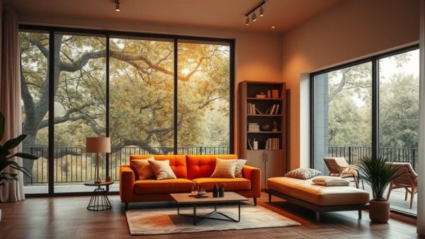 Cozy room décor with a warm modern living room setup.