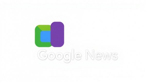 Colorful Google News logo flat design with overlapping squares.