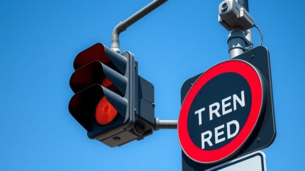 Traffic light with red light and 'No Turn on Red' sign for red light laws in the United States.