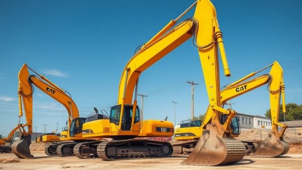 Yellow construction equipment at a site under clear blue sky.