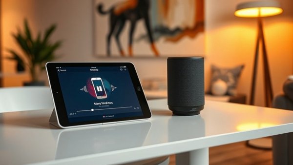Affordable Smart Home Devices 2025 setup with tablet and speaker on table.