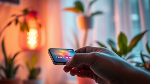 Smart Home Ecosystem with color-control app and ambient lighting.