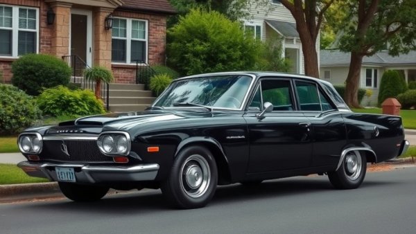 Vintage car parked in suburban neighborhood to maximize car value.