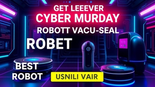 Cyber Monday robot vacuum deals banner showcasing tech gadgets.