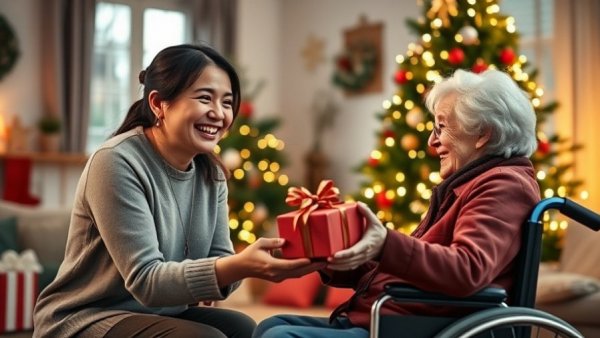 Family finances conversations during holidays by the Christmas tree.