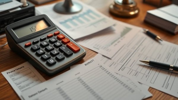 Finance papers and calculator on desk, accounts receivable focus.