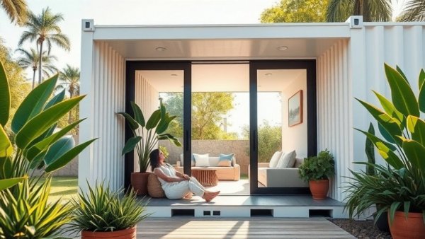 2026 Home Improvement Trends: modern container home with woman relaxing