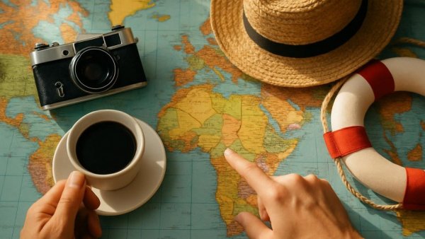 Exploring travel options with coffee and essentials for best airport jobs.