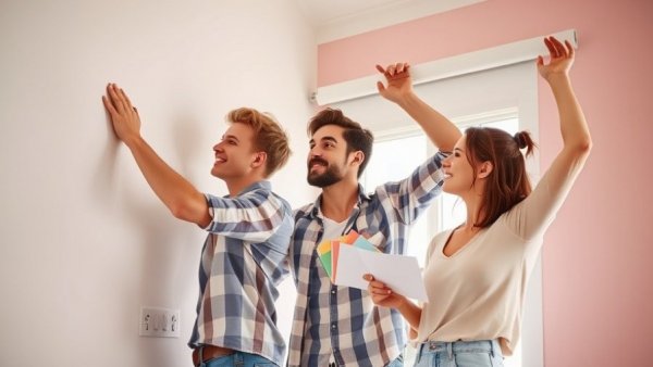 Couple doing wallpaper in bright room for Home Improvement Ideas 2026.