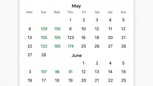 Calendar showing May and June flight prices for travel on a student budget.