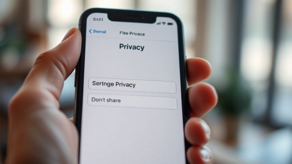 Hand selecting privacy setting on smartphone screen, choosing not to share location in a proactive move to spring clean your devices.